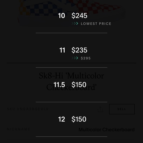 SOLD ❌ NEW Vans Sk8-hi Multicolor Checkerboard - Picture 7 of 8